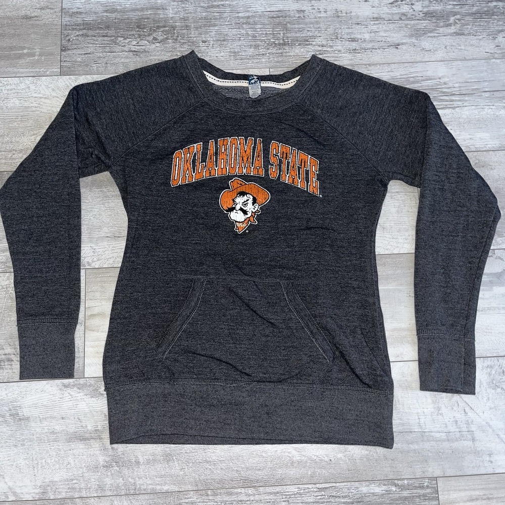 Women's Oklahoma State‎ Cowboys Fleece Sweatshirt Grey Football Medium